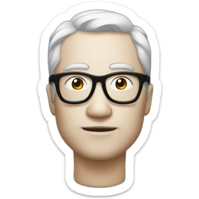 Homme avec des lunettes, peau très blanche, imberbe et les cheveux noirs sticker