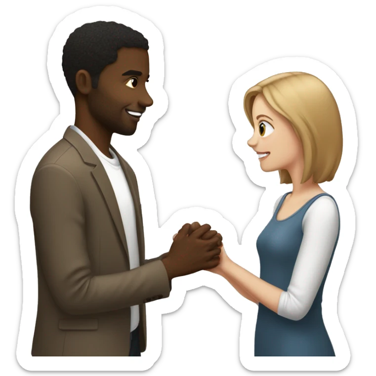ABlack guy with medium short hair proposing to a white girl with brown hair   sticker
