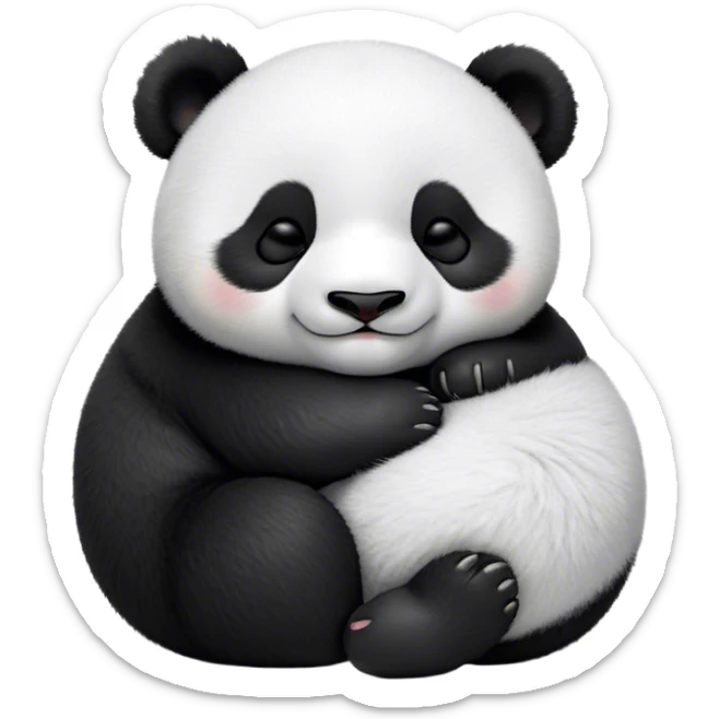 Meme-Worthy Cute Sleeping Baby Panda Portrait Emoji, Head resting peacefully with a contented smile, showcasing a tiny, irresistibly fluffy build and a luxuriously soft black and white Fur, eyes shut in a serene, restful nap, Simplified yet hilariously adorable features, highly detailed, glowing with a soft, drowsy light, high shine, relaxed and utterly lovable, stylized with an air of playful laziness, bright and heartwarming, soft glowing outline, capturing the essence of a comically sleepy baby panda, so meme-worthy it feels like it could instantly become the next viral sensation of adorable slumber! sticker