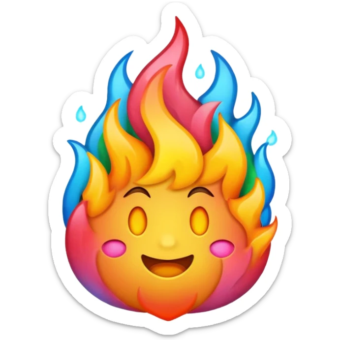 A fire emoji with the colors of the pride flag. Take away the small fire emojis besides the single big one sticker