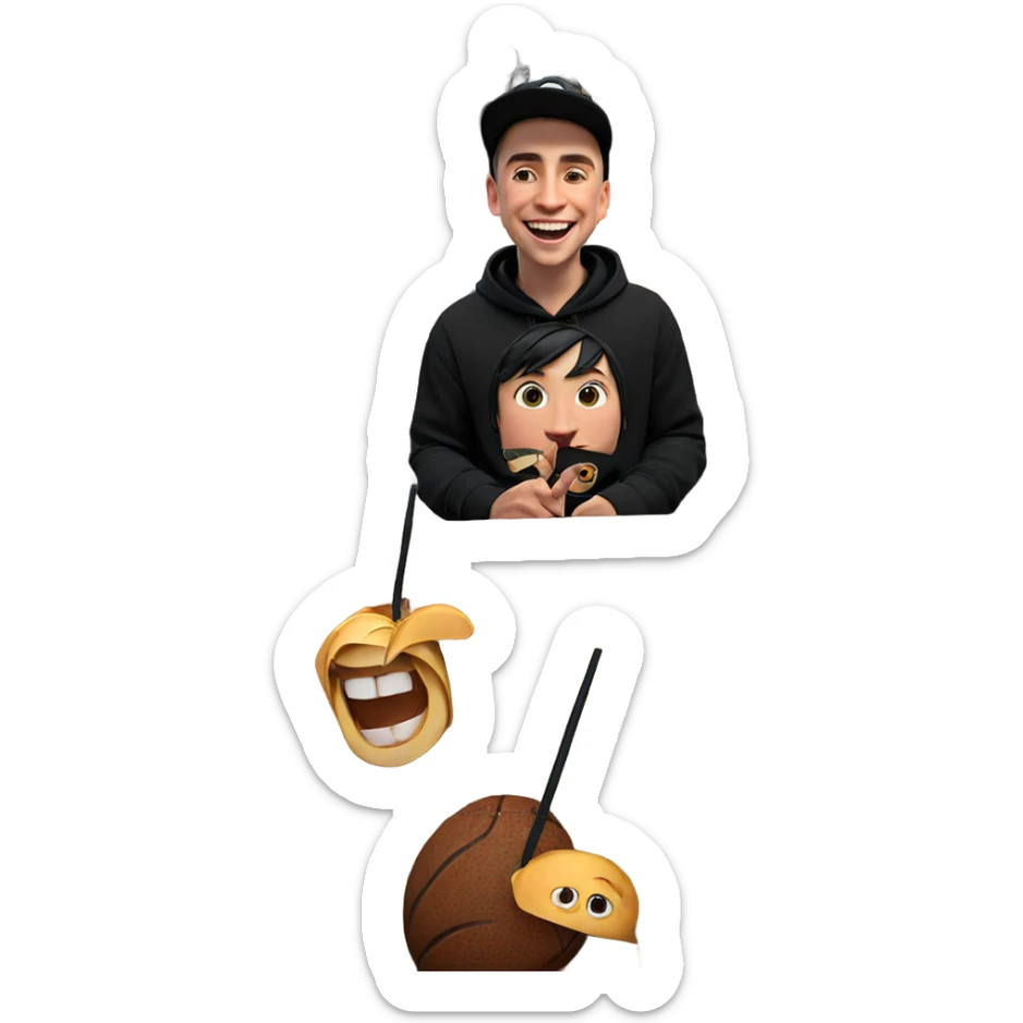 smiling boy in black hoodie sticker