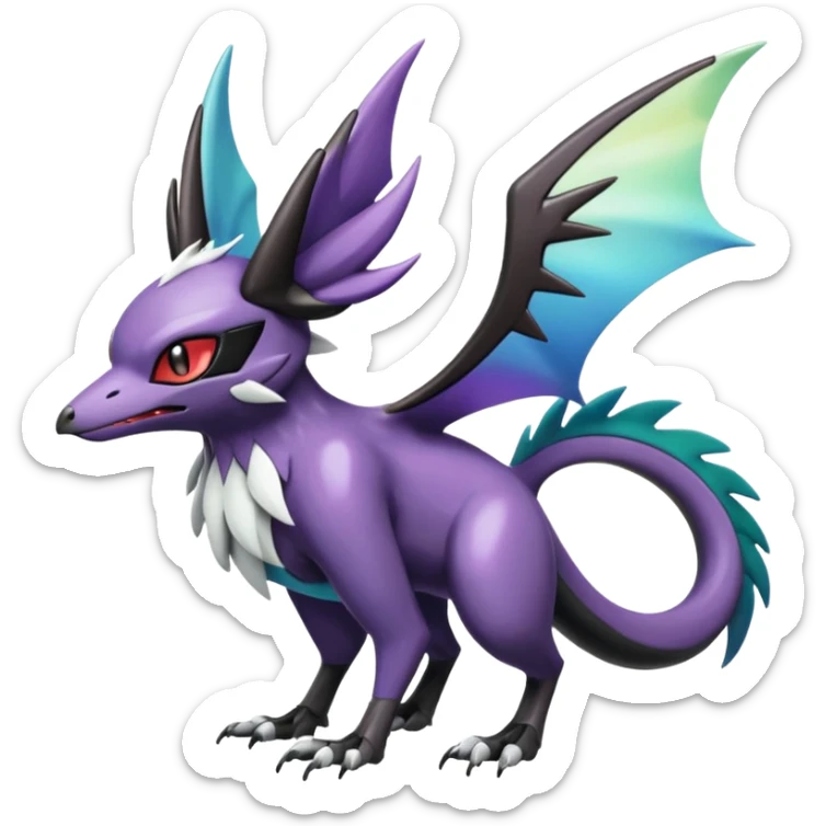Shiny Noibat-Noivern-Mightyena-Silvally-Fakémon-hybrid-creature (full body)  sticker