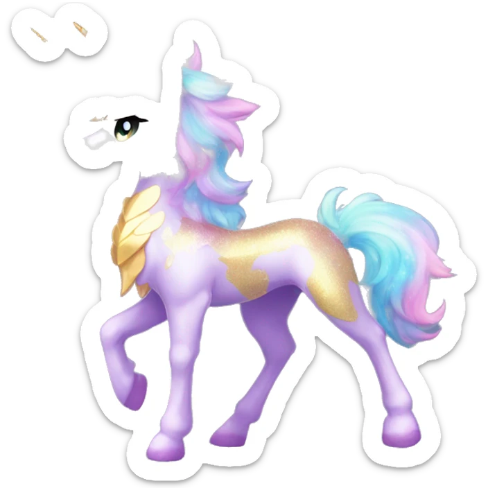 Shiny Sparkly Colorful Fluffy beautiful fantasy unicorn horn Kawaii Ethereal Anthro Sona Fakemon-animal Full Body sticker