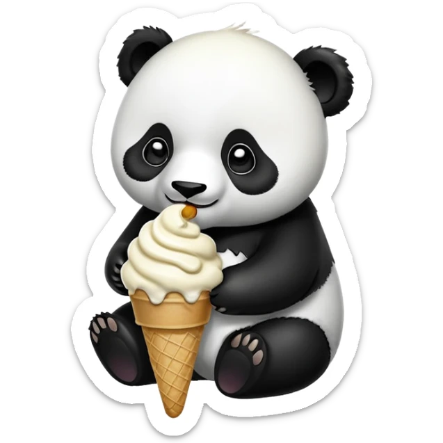 Panda eating ice cream sticker