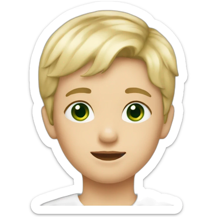 4 years old european boy with short blonde hair and green eyes sticker