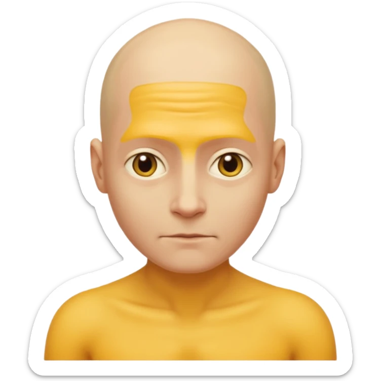 Emoji of Shoulders Muscle from side view. He has big shoulders. His skin is completely yellow and has no hair or facial expressions and has no clothing. sticker