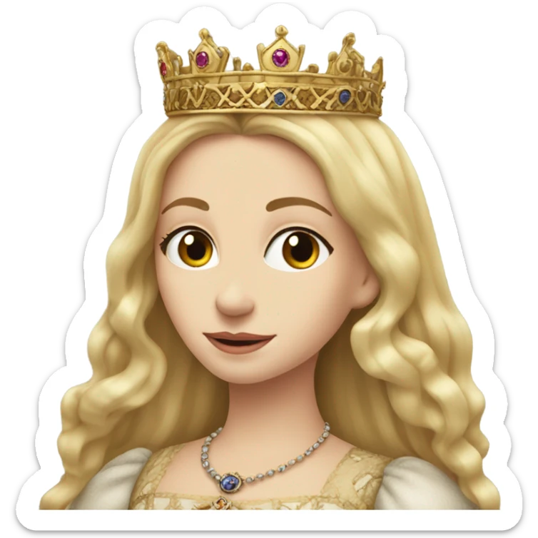 Queen Jane tudor England long blonde hair crown pretty detail sticker