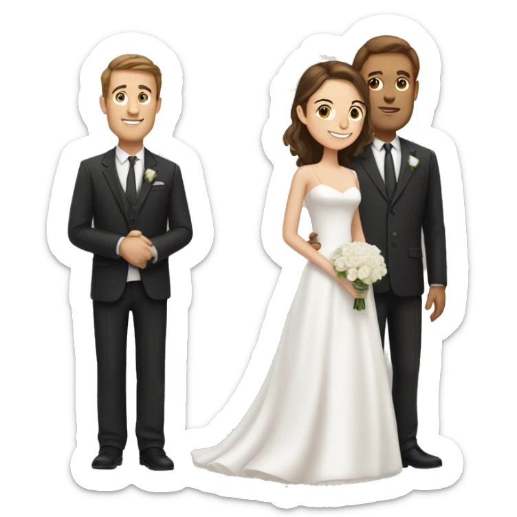 Tall Man with brown hair and woman with brown hair getting married  sticker