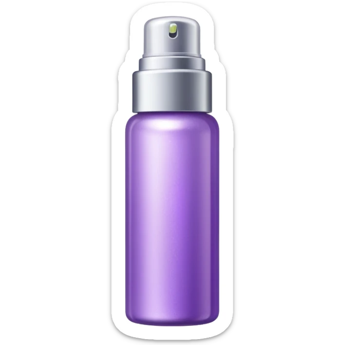 Emoji of a body highlighter spray. It is a small cylindrical purple bottle. sticker