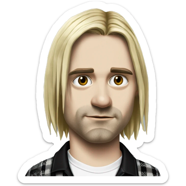 Realistic Kurt Cobain wearing Wednesday Addams T-shirt lapels  sticker