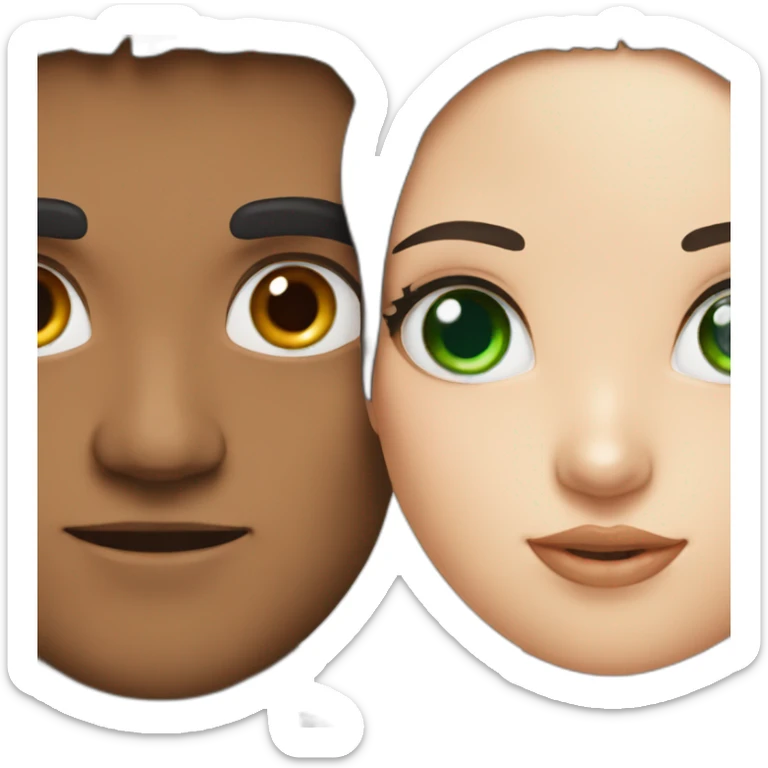 A man with blue eyes and black hair and a girl with green eyes and Brown hair sticker