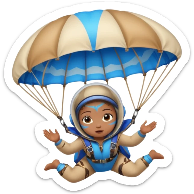 Skydiving girl baby shaman with parachute and UFO blue sticker