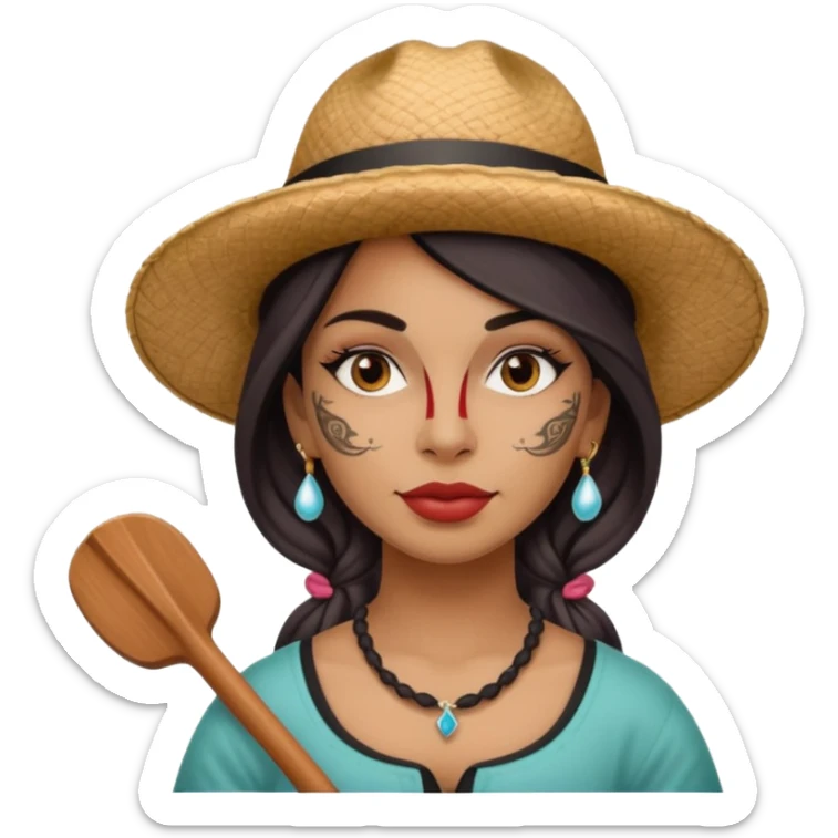 tattoed face venice gondolier with iconic hat woman sticker