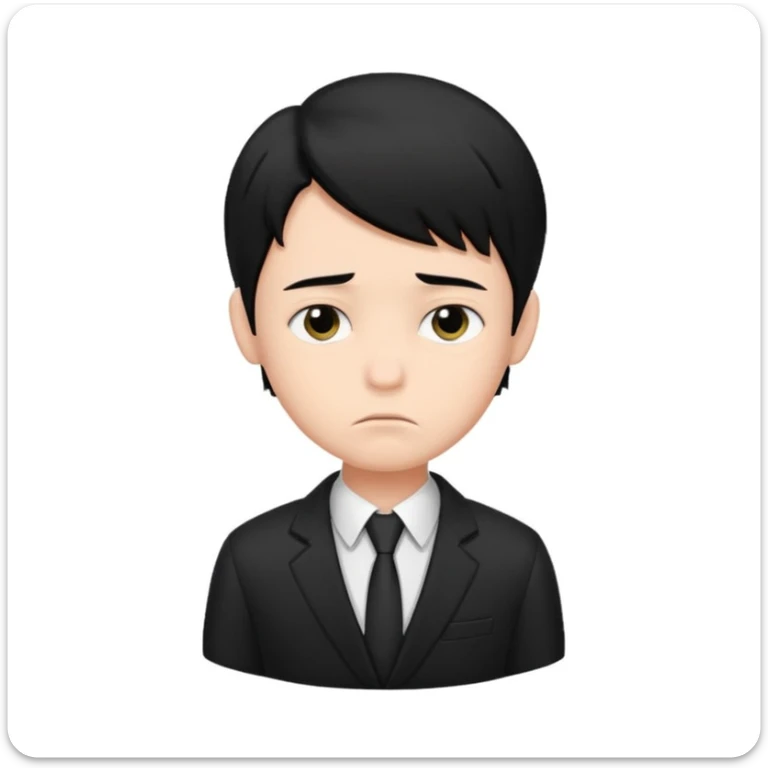 Xafa kayfiyatdagi qora soch va qora kostyum shimli bola emojisni chiqarib ber sticker