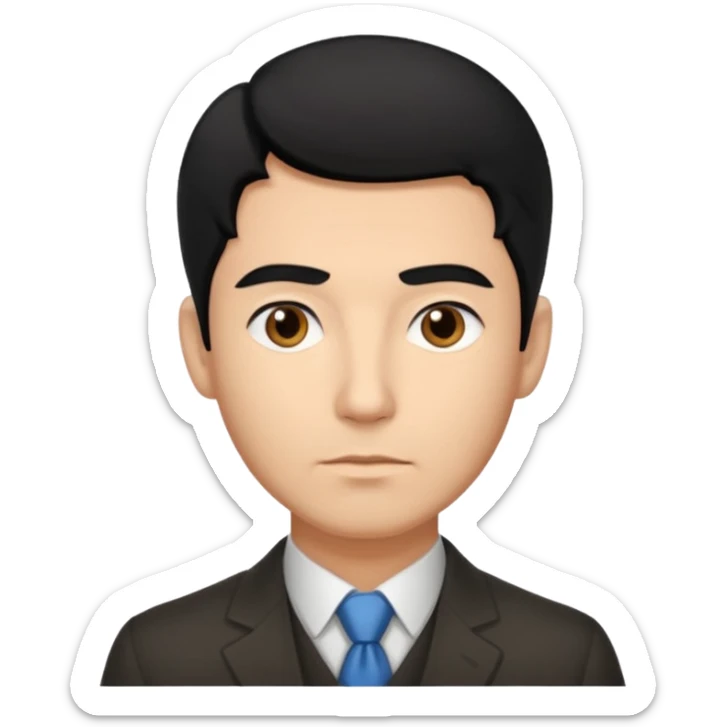 emoji of a 30-year-old man, mature appearance, gentleman features, black hair, thoughtful expression sticker