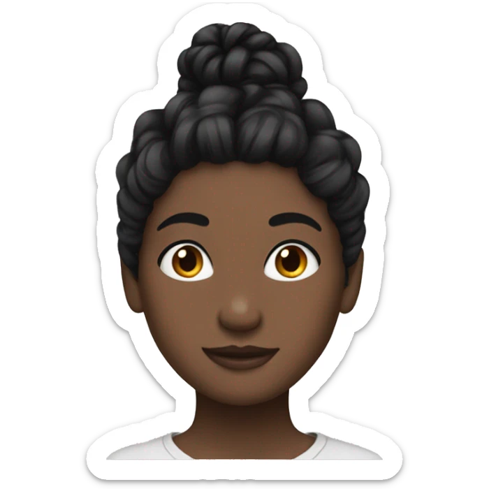 black hair girl emoji BUN hair messy sticker