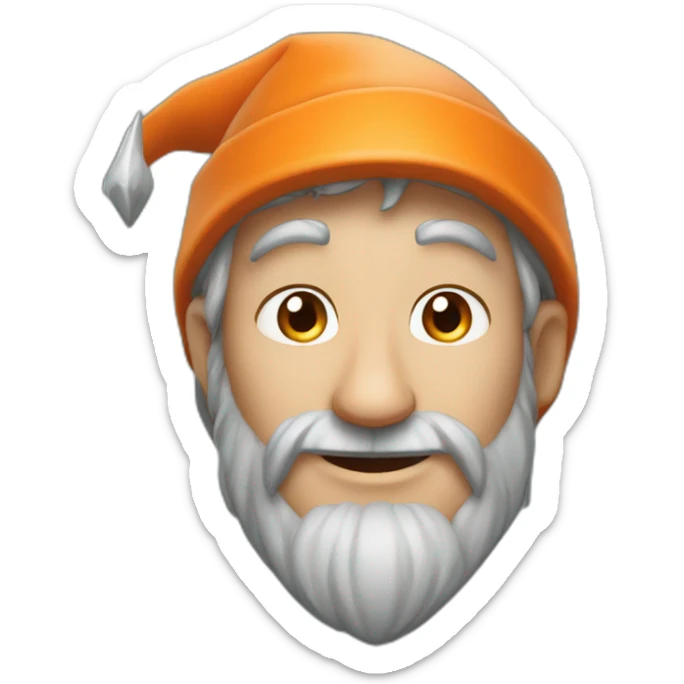 portrait smiling of a wizard style of Merlin, with orange cap in Pixar style sticker