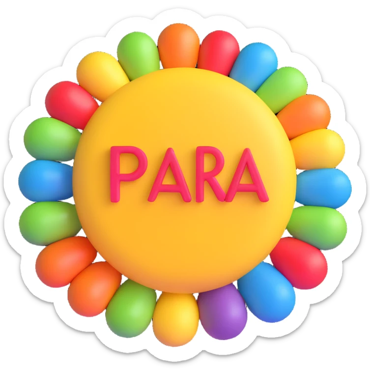 colorful 3D circular emoji with the word 'para' in the center in a modern font sticker