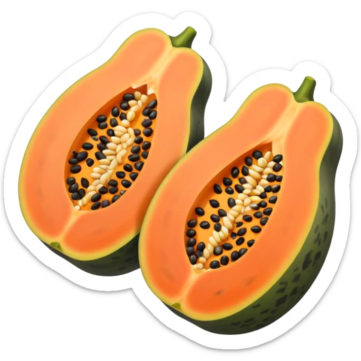 I wanted to create a emoji of papaya fruit where its cut in half and its showing its seeds sticker