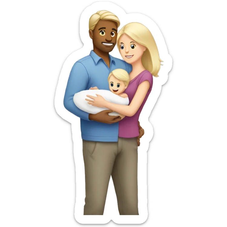 white blonde Husband and wife carrying their infant little daughter sticker