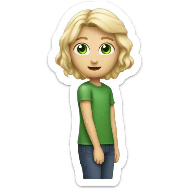 Erstelle einen Emoji mit einer jungen Frau blond schlank sehr hübsch mit grünen Augen und einen braunhaarigen Mann mit Bart im arm der leicht trainiert ist die sich gern haben  sticker