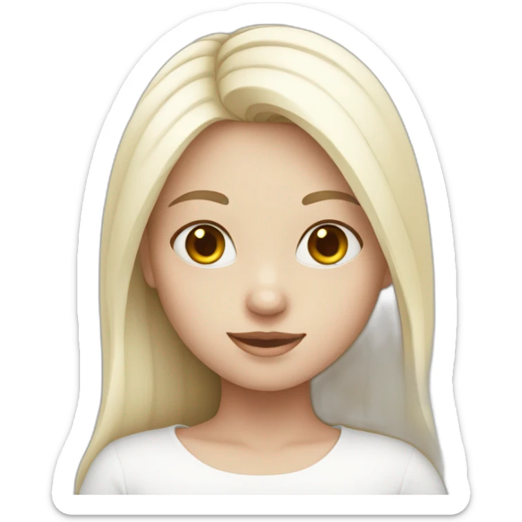 A girl with white skin around her white hearts. sticker