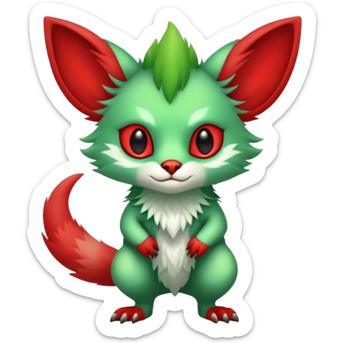 Cute Cool Green Red ethereal Fionbri-Vernid-Trico-animal-creature full body sticker