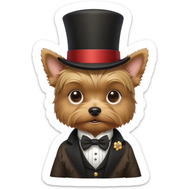 ￼ Yorkshire terrier, wearing a top hat, monocle and outfit from the 1800s looking very spiffy sticker