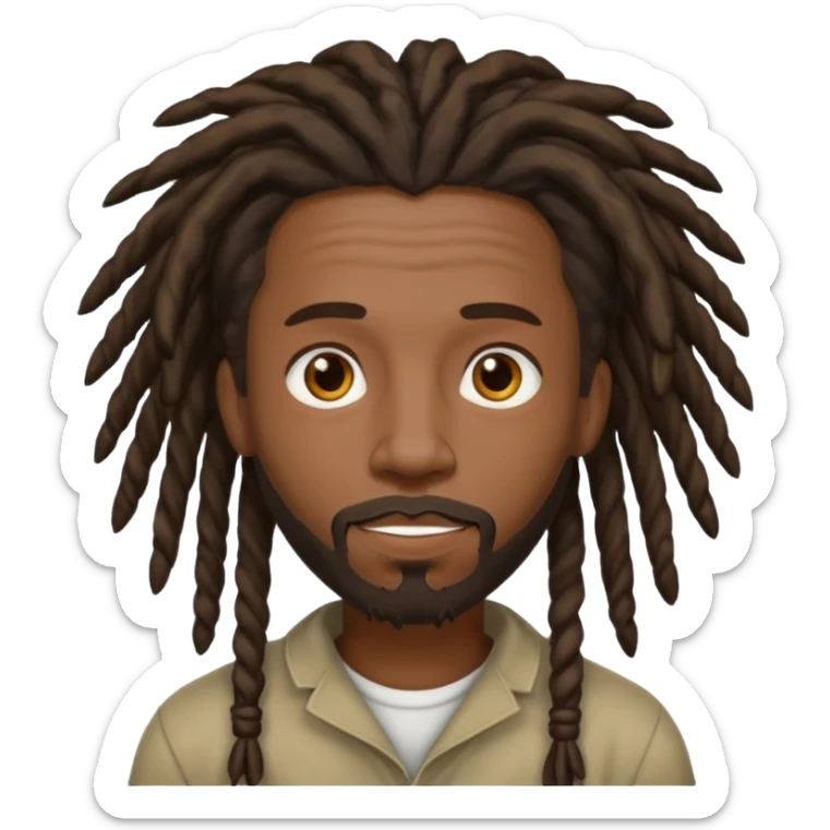 Hazme un emoji de un hombre negro con rastas y una pequeña perilla sin bigote sticker