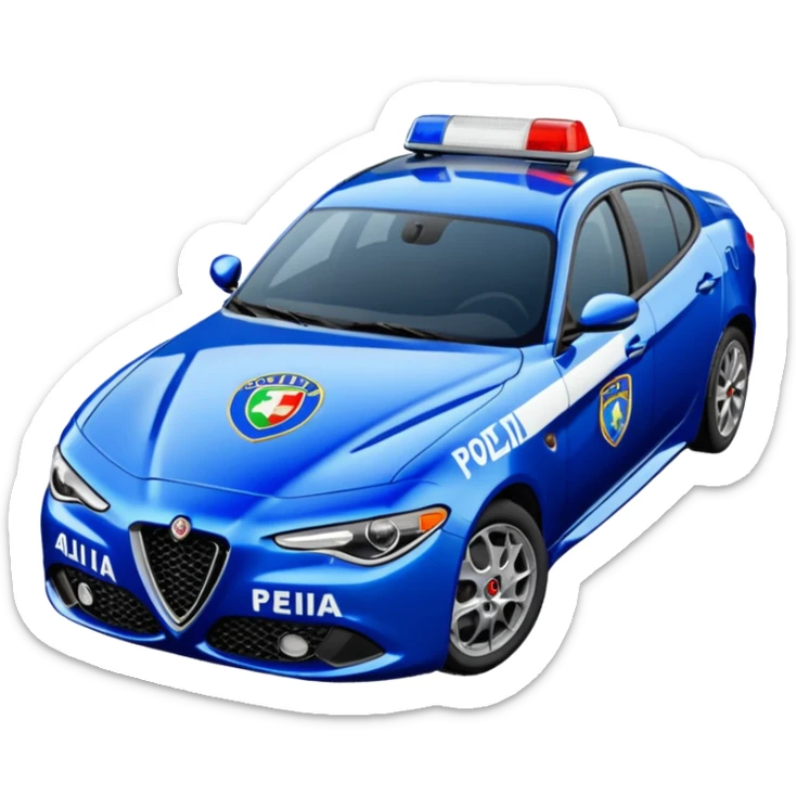 crea auto di servzio alfa romeo giulia tutta blu con la scritta sul lato polizia penitenziaria  sticker