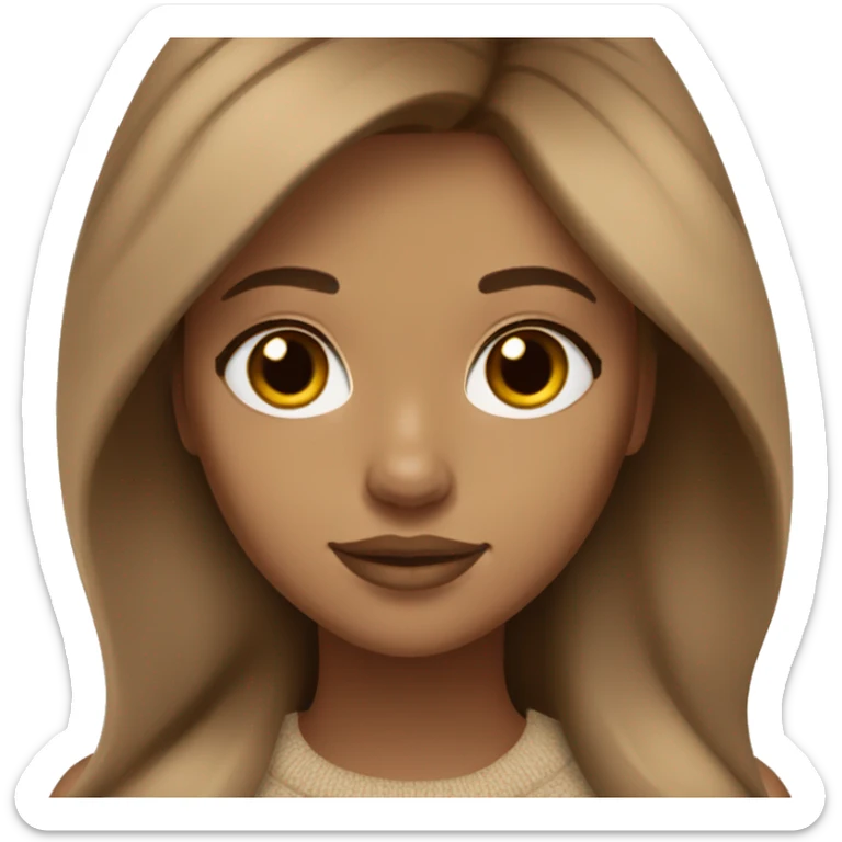 beautiful woman, straight long light brown hair, brown eyes + box of ugg shoes sticker