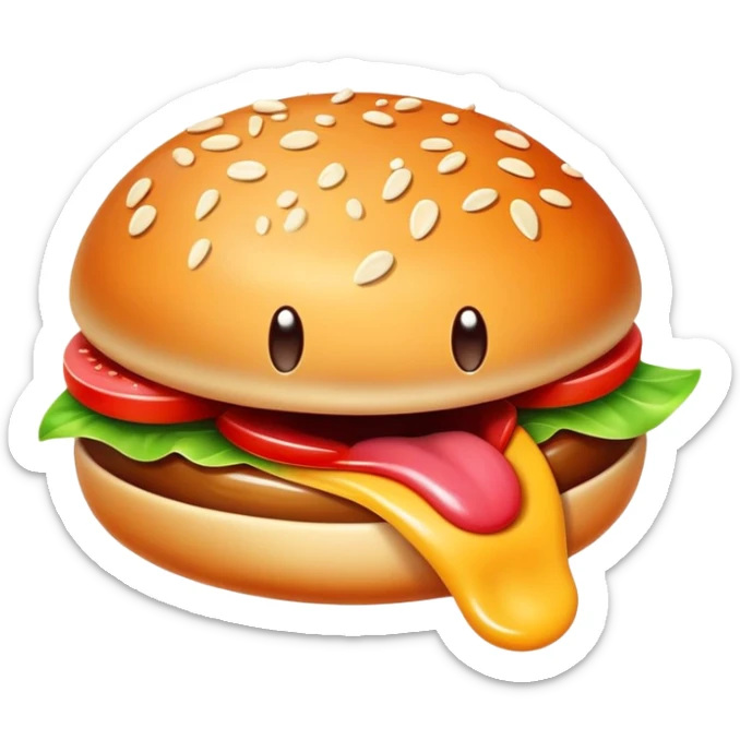 Delicious food emoji with tongue licking lips for 'Yummy' song sticker