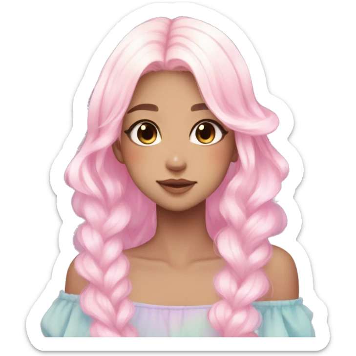 Gorgeous Beautiful Blushing Petite Colorful-Shiny-Pastel-Fairy-Anime-Girl with beautiful gradient pastel hair aesthetic sticker