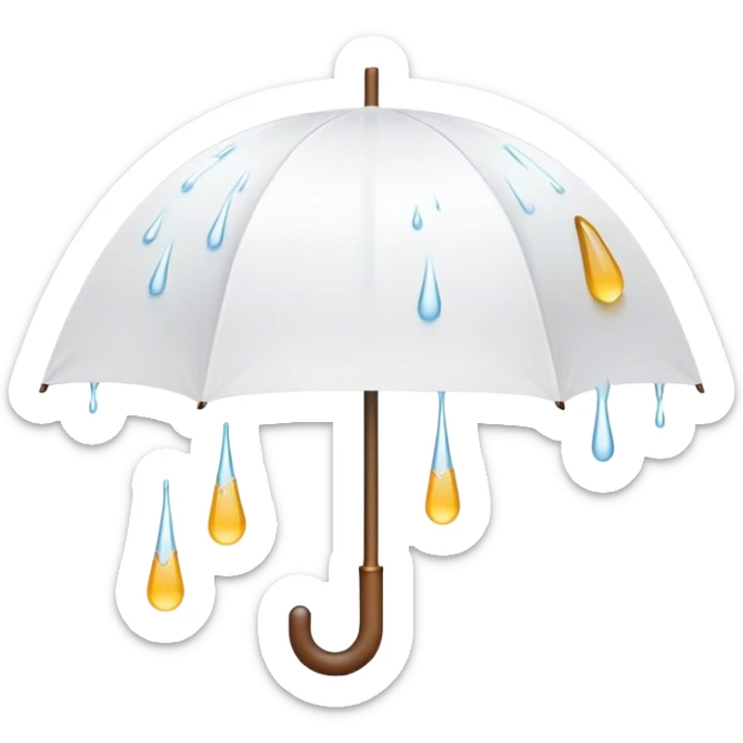 Cinematic realistic emojis in the form of a white umbrella dripping with rain sticker