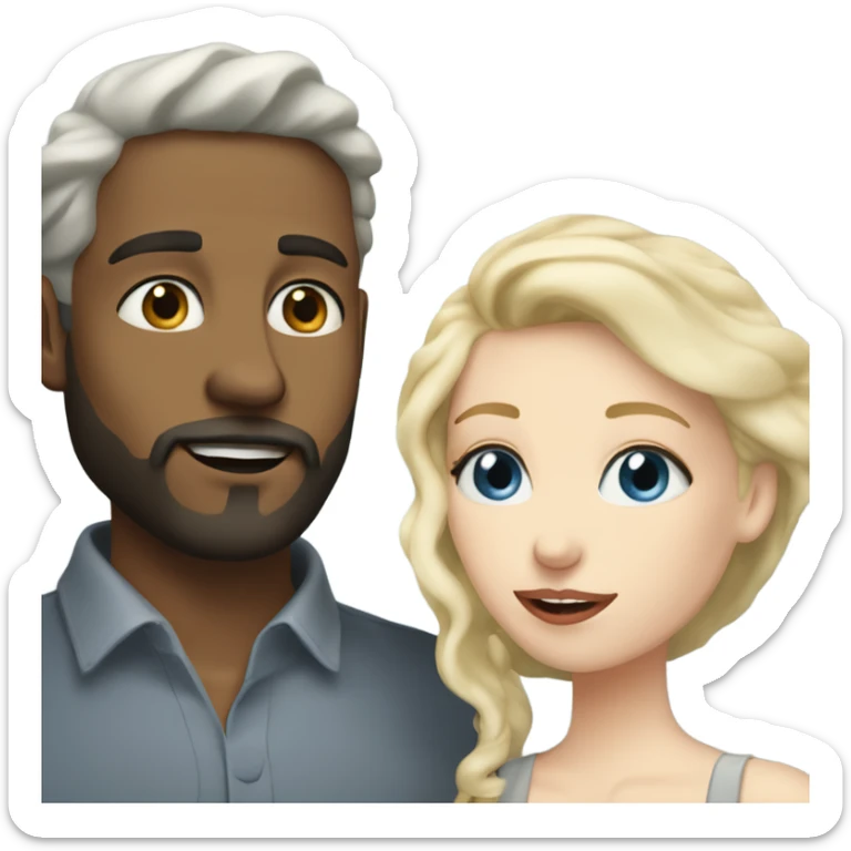 Blue eyed Gray shaired man with beard kissing blonde pale woman sticker