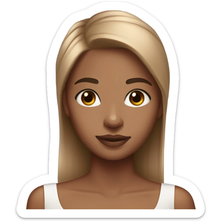 A light brown skin girl with straight hair wearing short natural lash clusters and a white bow on the side sticker