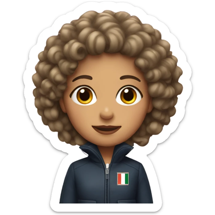 italian girl with curly hair wearing yankee jacket sticker
