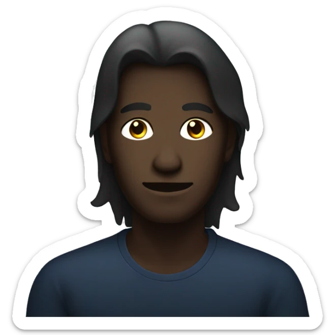 silhouette of a man sitting with long hair facing the viewer sticker