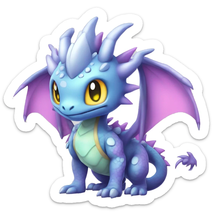 Kawaii Edgy Bright Ethereal Fantasy Dragon Pokémon Fakemon full body sticker