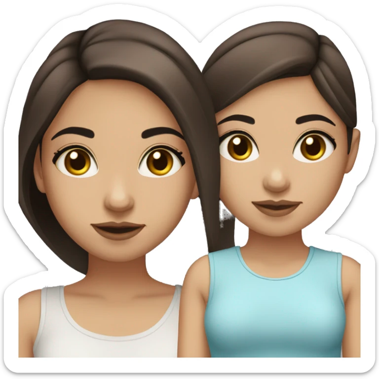 ￼ a girl who is a bit Arabic with brown hair, brown eyes and black eyebrows, long eyelashes and big lips round nose sticker