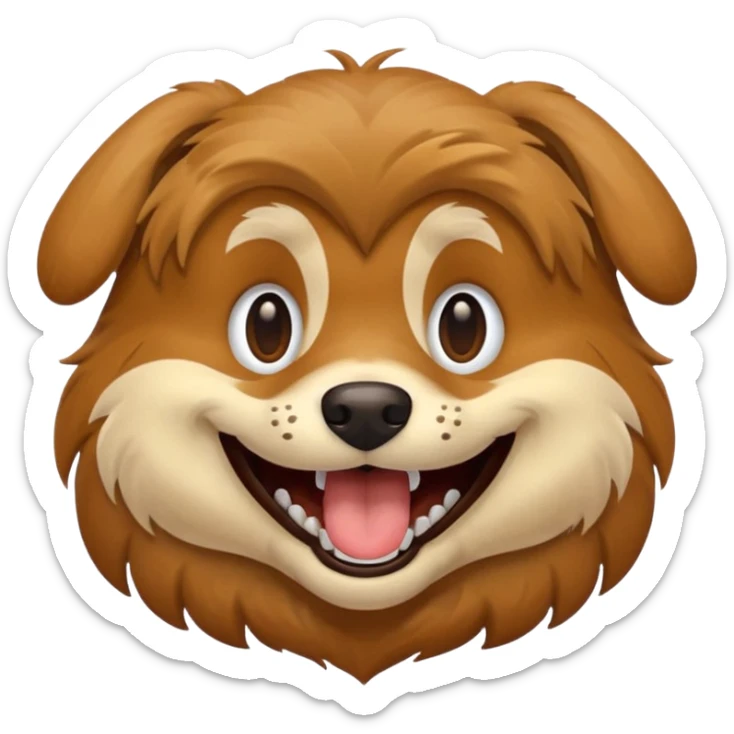 Dog with big smiling mouth but no teeth. Base the image off of the character "DogDay" sticker
