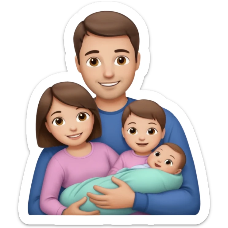 dad with short brown hair and fair skin with baby girl sticker