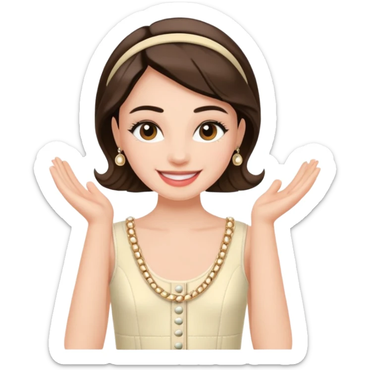 ma petite sœur, qui prend un vêtement pour adultes chez Chanel et la sticker