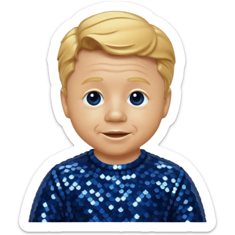 Mickey Rooney with golden blonde hair, dark blue sequin outfit sticker