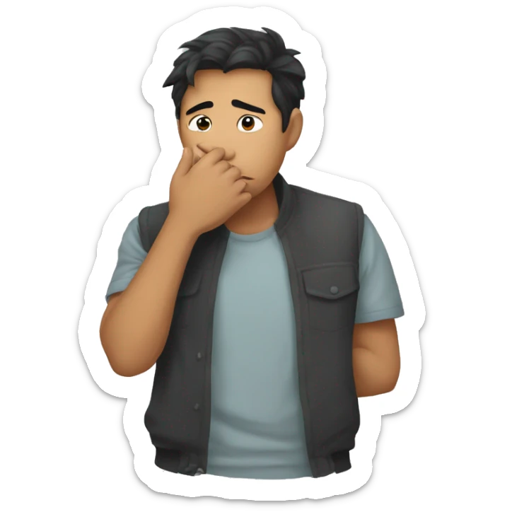 shy lauh wth hand covering mouth anda han ong *stop* sticker