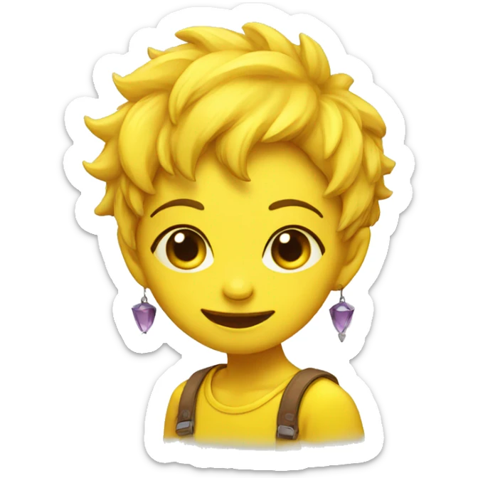 Female Cute Monster with Yellow shirt and earrings exploring the nature  sticker