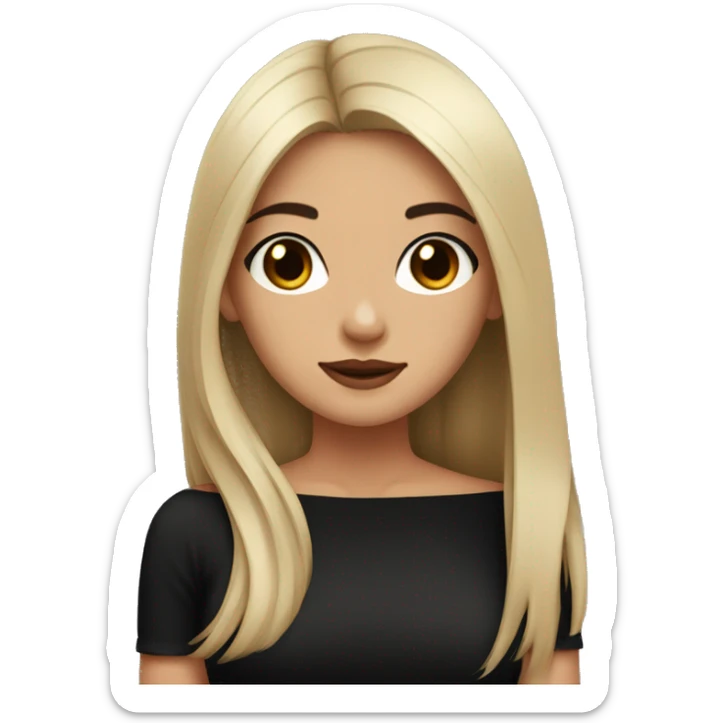 portrait of a girl brown with long black straight hair wearing a black off shoulder top sticker