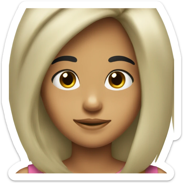 10 year old girl olive skin long black hair happy sticker