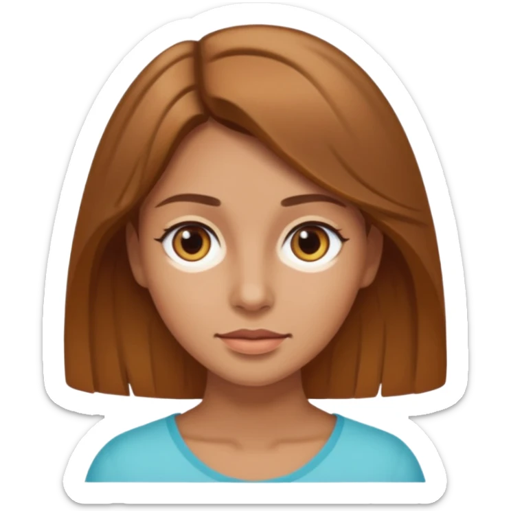 Create a woman with light brown hair and light brown eyes, with half-tanned skin sticker
