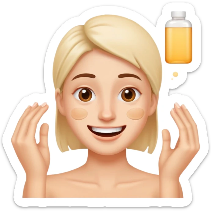 Funny face with uneven skin tone patches reacting to skincare products sticker